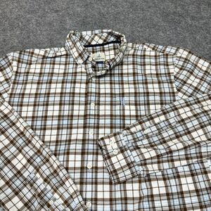 Johnnie‎ O Hangin Out Mens Shirt Large Long Sleeve Brown Plaid Comfort
